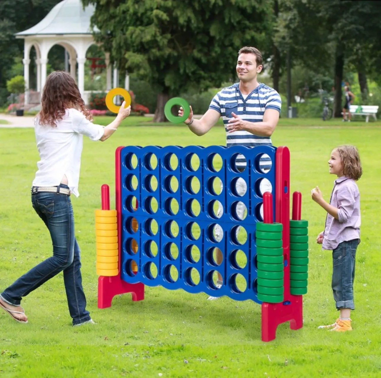 Super Cool Outdoor Fun Giant Connect 4 Style Jumbo 4-To-Score Game Set With 42 Giant Rings | Quick Release Slider | For The Whole Family | Indoor | Outdoor