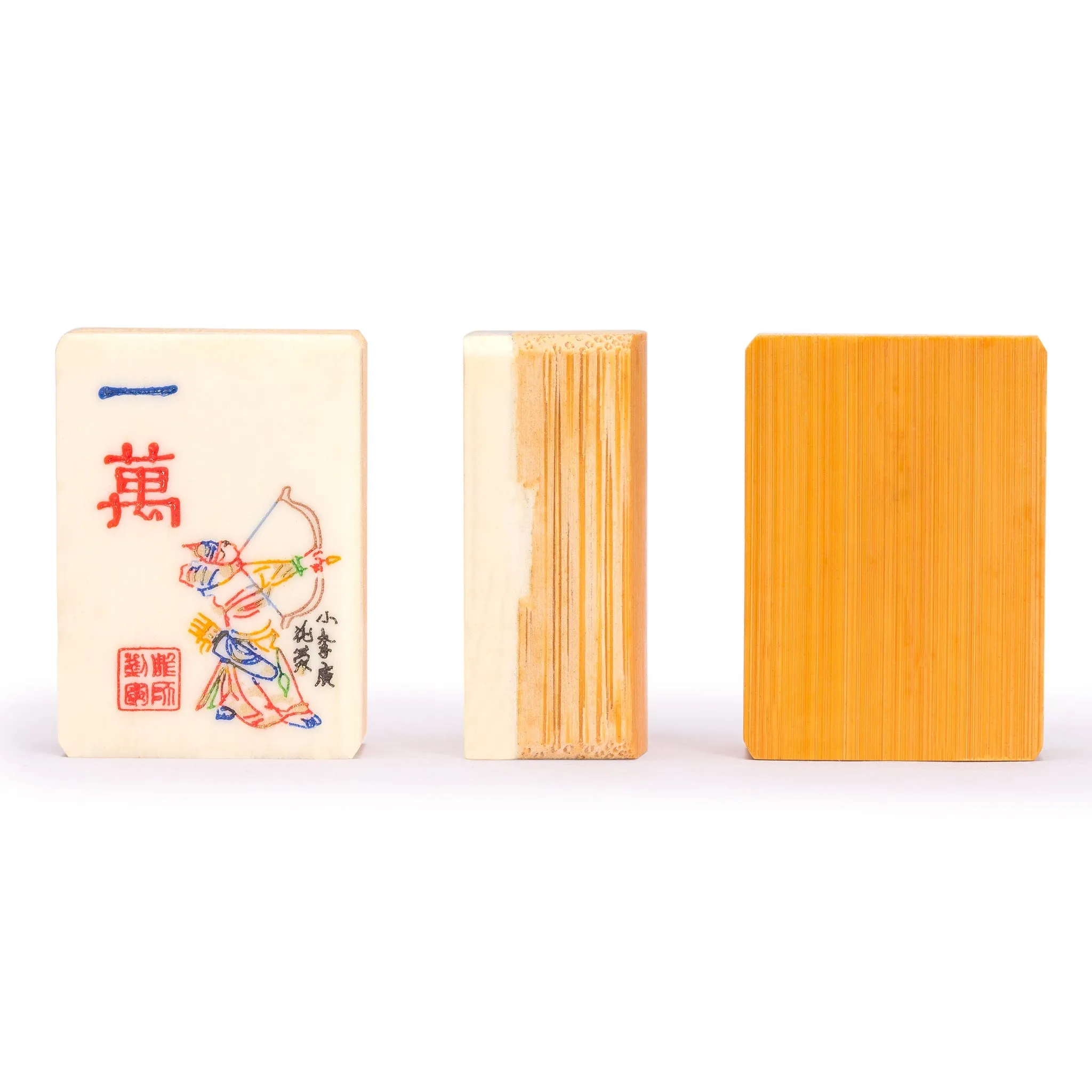 Traditional American Mahjong Set, "The Water Margin" - Bone & Bamboo Tiles, Rosewood Case, & Accessories