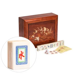 Traditional American Mahjong Set, "The Water Margin" - Bone & Bamboo Tiles, Rosewood Case, & Accessories